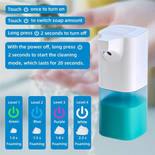 350ml Automatic Foaming Soap Dispenser with Infrared Sensor Touchless Liquid Soap Dispenser 4 Gears for Bathroom 1