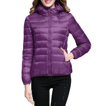 Leichte Damen-Steppjacke, einfarbig, mit durchgehendem Reißverschluss, Taschen, Kapuze und langen Ärmeln, lässiger Mantel