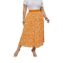 Damesrok met plooien in grote maten, casual chiffon rok met elastische taille, boho rok, midi rok in grote maten