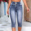 Τζιν Capri για γυναίκες Plus Size Casual High Waisted Denim Μονόχρωμο Denim Κλασική εφαρμογή 5