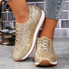 Helårs glittersneakers til kvinder Snøre Lav top Komfort Pailletter Ensfarvet Letvægt