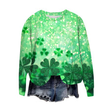 Blusa informal de manga larga y cuello redondo para mujer, estampado del Día de San Patricio, sudadera ligera y suave, ideal para uso diario en
