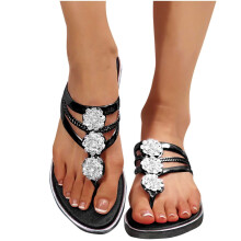 Sandali neri da donna con supporto plantare, comode scarpe estive casual da passeggio, infradito con elastico alla caviglia – Taglia 8.5
