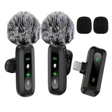 J3 Wireless Lapel Microphone USB Type-C Connector Noise Cancellation Mic for Streaming Unidirectional-Polar Pattern A