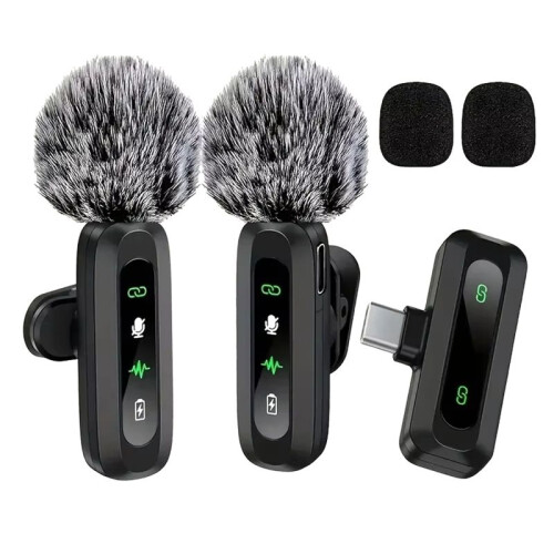 J3 Wireless Lapel Microphone USB Type-C Connector Noise Cancellation Mic for Streaming Unidirectional-Polar Pattern A
