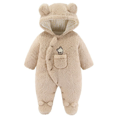 Χαριτωμένη ολόσωμη φόρμα χιονιού με κουκούλα για μωρά, βαμβακερή ζεστή χειμερινή