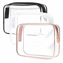 Clear Toiletry Bag, 3-Pack TSA-Approved Water-Resistant Travel Organizer for Women – 3 Colors