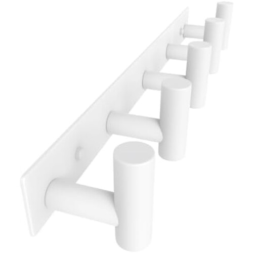 Perchero de pared blanco en forma de T con 5 ganchos