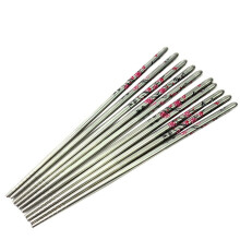 Baguettes coréennes en acier inoxydable à motif floral5