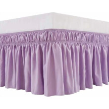 Jupe de lit enveloppante, trois cĂ´tĂ©s en tissu Ă©lastiques, volants anti-poussière, retombĂ©e sur mesure de 45,7 cm (18 pouces), facile Ă