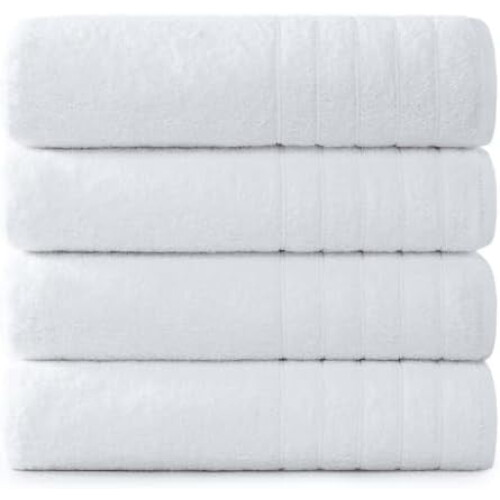 Serviettes de bain 100 % coton, 76 x 152 cm, lot de 4
