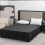 Saia de cama preta tamanho queen com cantos franzidos e fenda, 45 cm (18 polegadas) 7