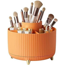 Porte-pinceaux de maquillage rotatif à 360 avec 5 emplacements – Orange
