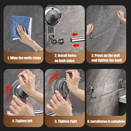 Porte-serviettes à ventouse réglable gris 30–60 cm 2