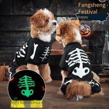 Halloween Dog Costumes Glow-in-the-Dark Skeleton Cute Luminous Cosplay Suits for Small and Medium Dogs and Cats