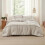 Twin Comforter Set Beige Grid Pleat 3-Piece 5
