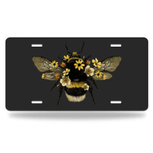 Fluffy Bee Metal Car Plate Aluminum License Plate