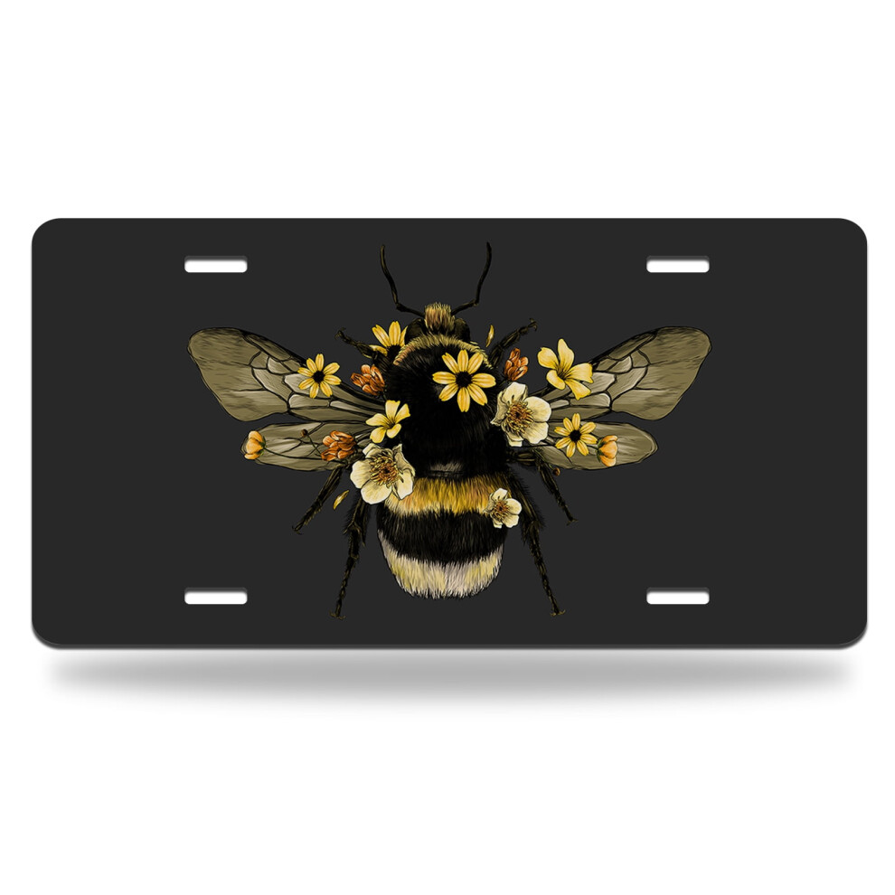 Fluffy Bee Metal Car Plate Aluminum License Plate 9773935219816