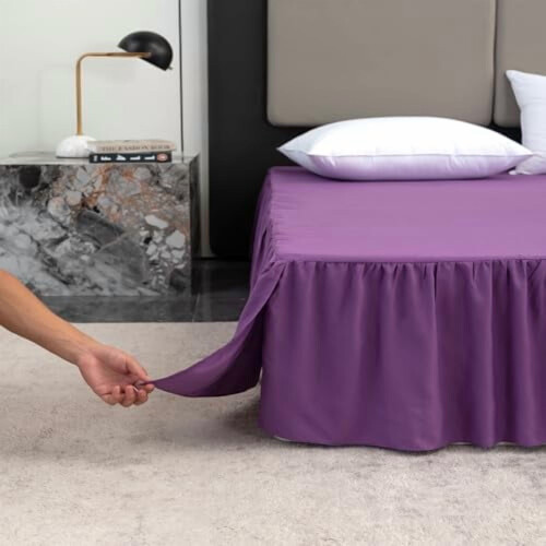 Saia de cama preta tamanho king com cantos divididos, 78x80 polegadas 1