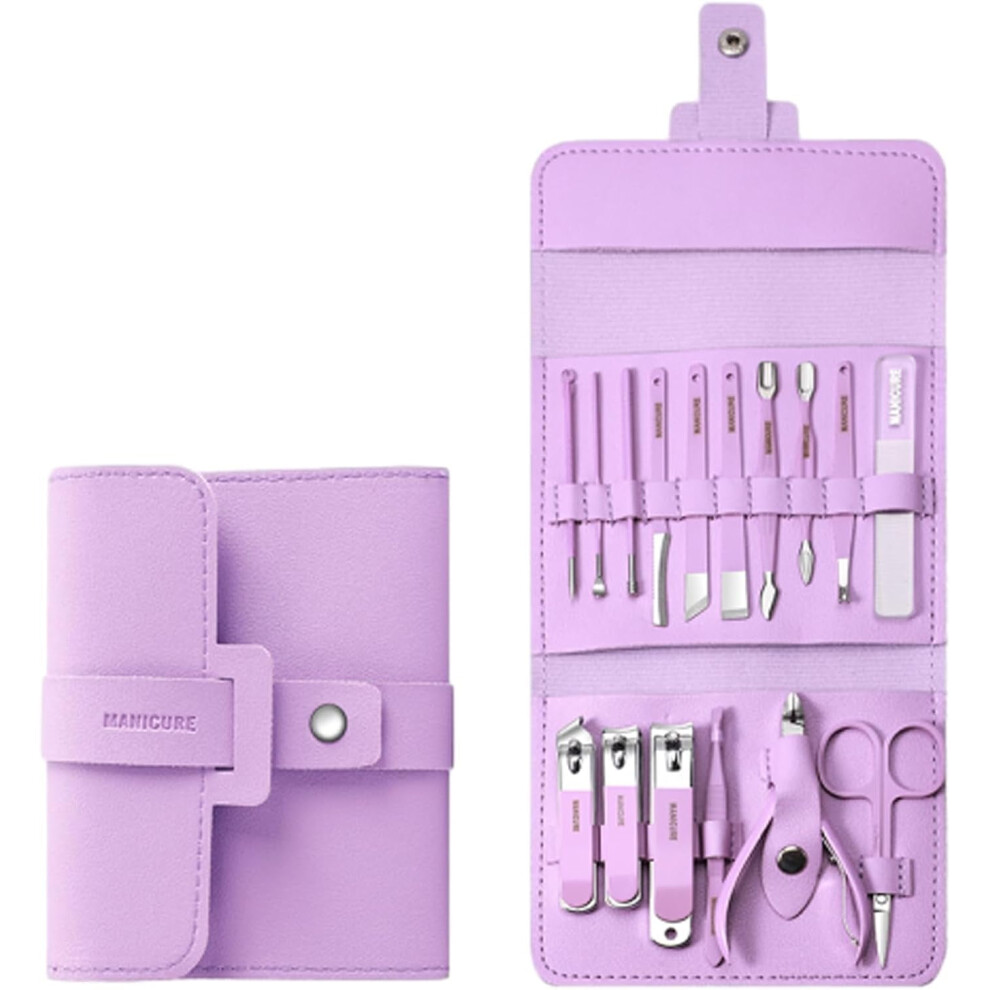 12/16PCS Portable Folding Manicure Kit - Stainless Steel Nail Clipper Set with Cuticle Trimmer, Compact Pedicure Grooming Tools