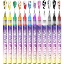 12 Colors Nail Art Marker Pens Set - for Nail Painting & Artistic Decor, Suitable for Kids & Adults