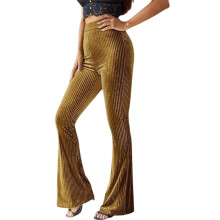 Women's Velvet Corduroy Flare Pants High Waisted Casual