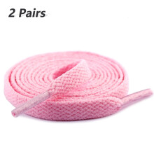 2 paar platte schoenveters voor sneakers, 29 kleuren schoenveters voor sneakers, sportveters in 6 verschillende lengtes, roze, 55" / 140 cm