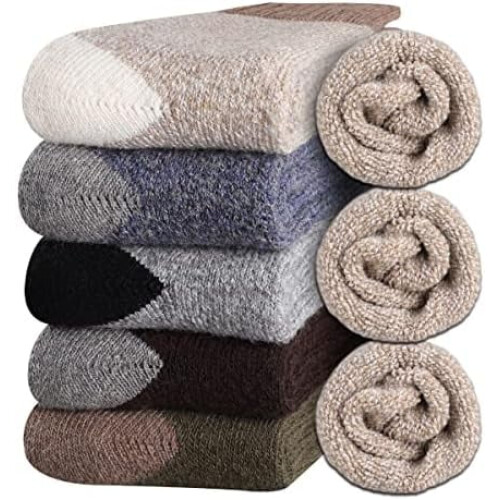 Men's wool thermal crew socks 5 pairs