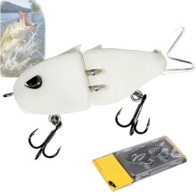 Rexs Glide Bait – Multi-Jointed Swimbait for Freshwater & Saltwater, S-Motion Wobbler with Double Hook, Compatible with Bass & Pike Fishing
