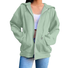 Sweat-shirt à capuche zippé pour femme, manches longues, coupe oversize, idéal pour l'automne, en polaire avec poches, tailles S à 3XL