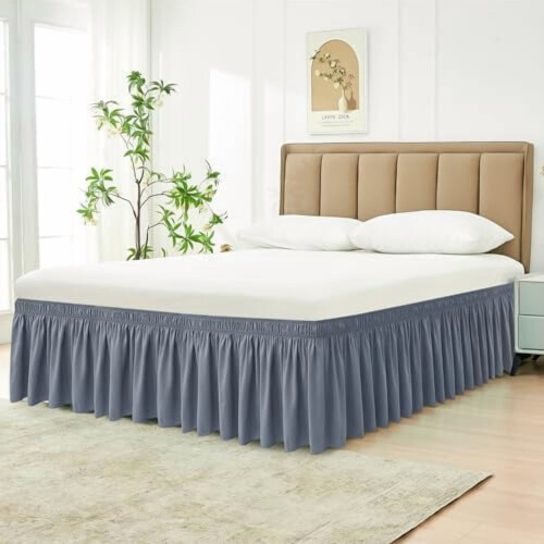 Slå-om-sengeskørt med queen size-effekt, 30 cm dråbe, polyester, flæser 1