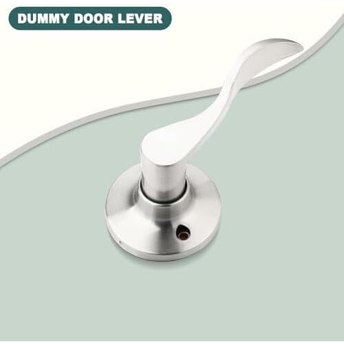 Poignée de porte factice en nickel satiné Wave à levier droit2 2