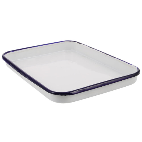 Classic Enamel Baking Pan Rectangular Roasting Pan Vintage Serving Tray Cake Sheet Pancake Dish For Kitchen Baking And Serving 2