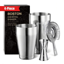 Juego de 4 cocteleras Boston con recipientes de 18 oz y 28 oz.