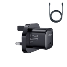 PD 20W mini Charger-Black (UK)+C to L Cable 1m Black