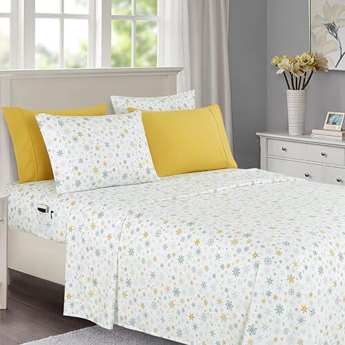 King Bedding Set Holiday Gold Snowflake 6-Piece