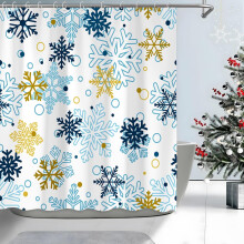 Blauw en geel sneeuwvlokken douchegordijn 72x72 inch