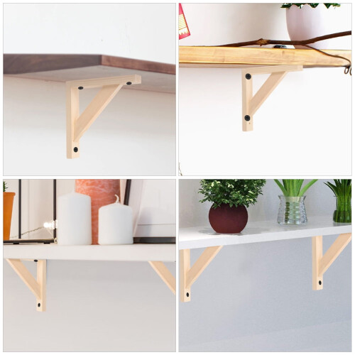 Ξύλινες γωνιακές βάσεις ραφιών 20x20x3cm 2 τεμάχια 2