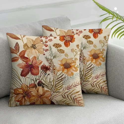 Conjunto de 2 capas de almofada florais, de pelúcia curta. 2