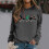 Damen-Weihnachts-Sweatshirt mit Katzenprint, langärmelig 2