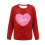 Felpa da donna a coste con scollo rotondo e cuore per San Valentino, lunga 4