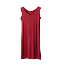 Camicia da notte da donna ampia con scollo a V, in morbido misto modal e cotone, comoda e lunga, senza maniche, taglie XL-5XL.