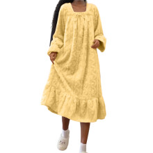 Dame vinterflanel-natkjole med dobbeltsidet fleece M-2XL