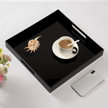 Plateau de service en acrylique blanc brillant 14 x 14 pouces