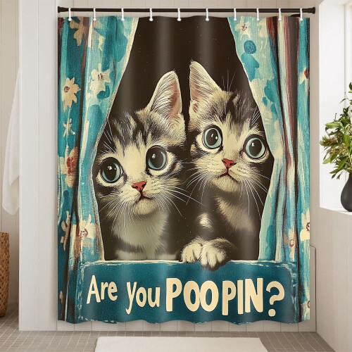 Polyester Shower Curtain with Grommets – Waterproof,