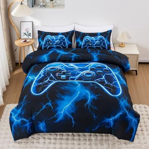 Set copripiumino da gamer per ragazzi, design gamepad, singolo 1