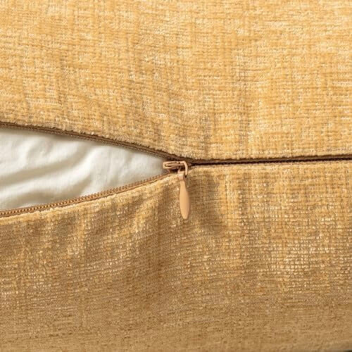 Conjunto de 2 capas de almofada Spring, 40x40 cm, chenille bege e amarelo, decoração macia e sólida para sofá – compatíveis com enchimentos 2