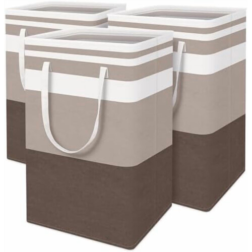 Conjunto de 3 cestos de roupa dobráveis com forro em PEVA