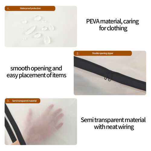 Folding Plastic Under-Bed Storage Box – Odorless, Moistureproof, for Pillows/Coats/Blankets, White Translucent 2