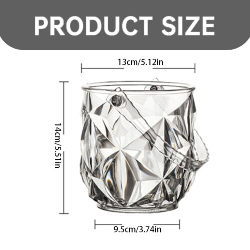 Balde de gelo transparente em acrílico de 1,2L com alça e clipe. 2